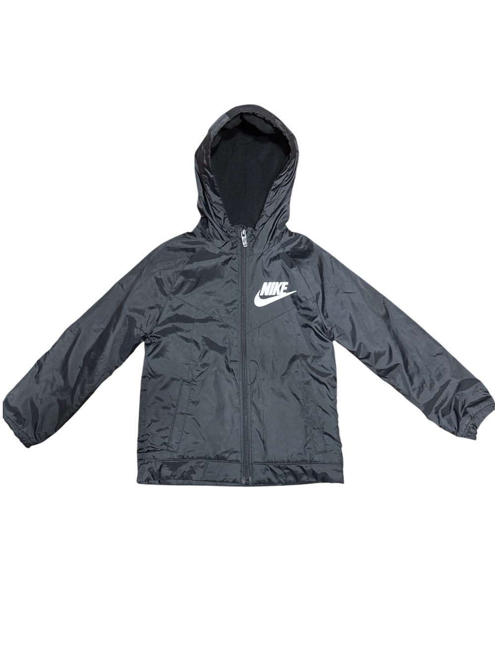 Nike Kids Black Fleece-Lined Windbreaker Jacket Hooded Hoodie Boys Size 6M